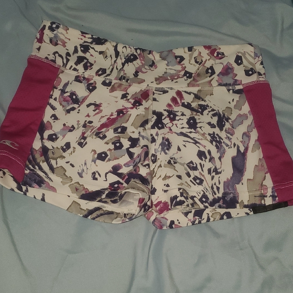 O'Neill Pink and White Athletic Shorts with Floral Design